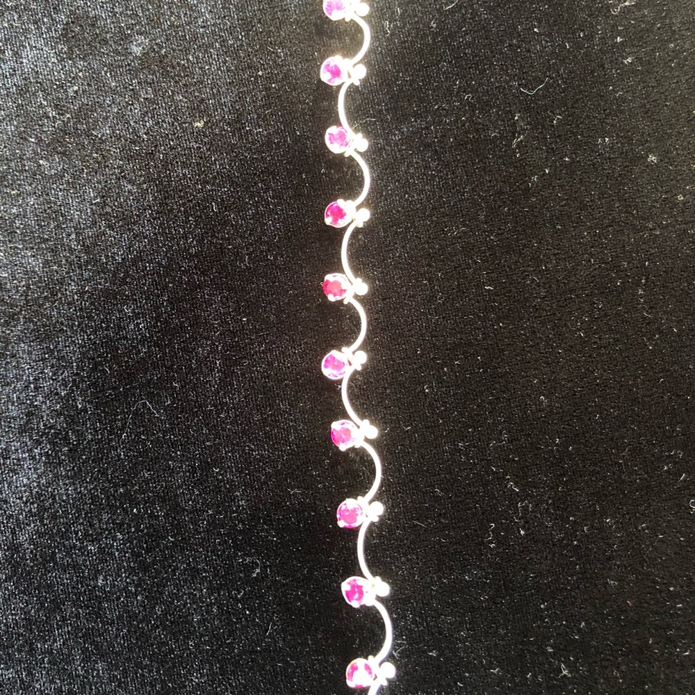 Beautiful double wrap silver and ruby bracelet - Picture 3 of 4